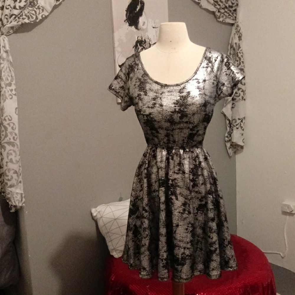 ROLLA COSTER Silver Foil dress